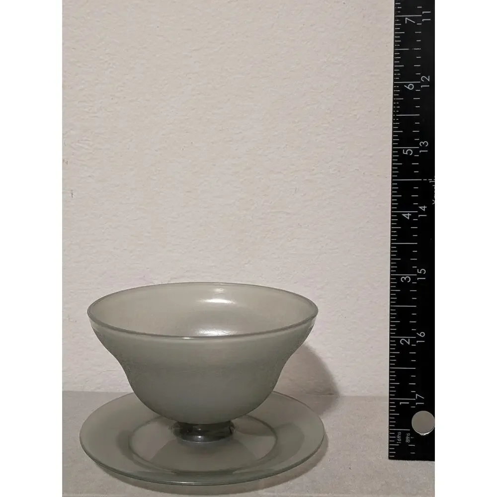 Vintage Tupperware 754 Smoky Gray Dessert Pudding Cups & Lids Set of 3 Retro